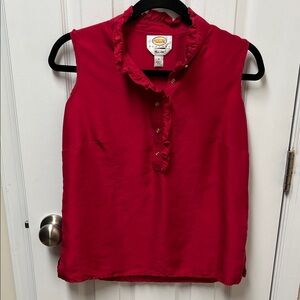 Talbots Red Ruffled Sleeveless Blouse
